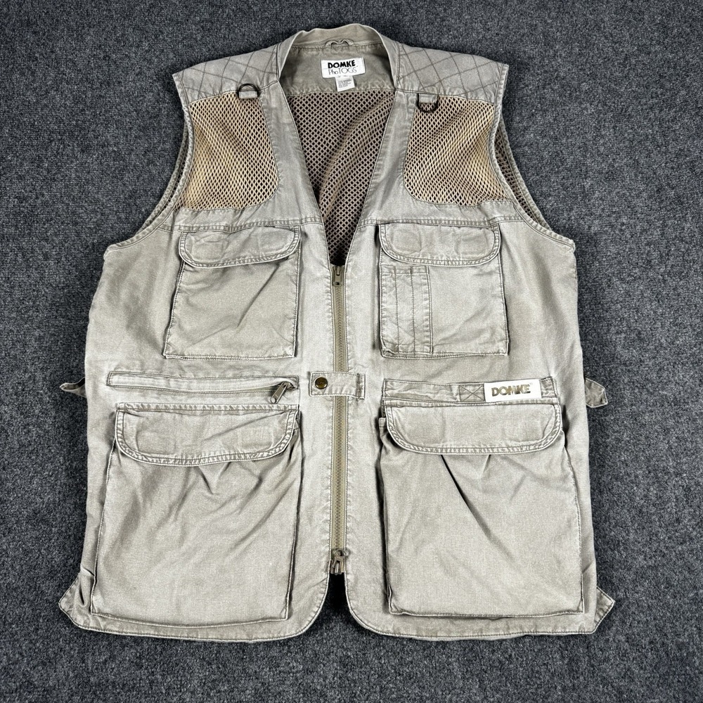 Domke PhoTOGS Photography Vest Mens L Khaki Mesh Multi Pocket Utility
